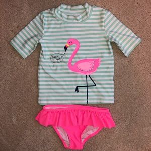 NWOT Carter's 4/5 flamingo rashguard and bottoms